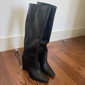 Black Heeled Knee High Boots Size 10